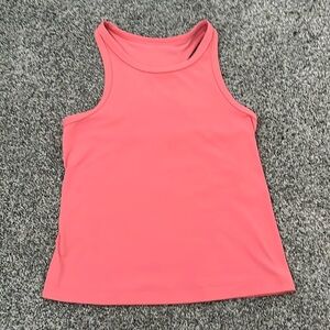 this top is a raspberry cream size 6 lululemon waist length race back tank top.